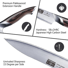 HOSHANHO edge at 60 HRC close-up highlighting hardness and durability.