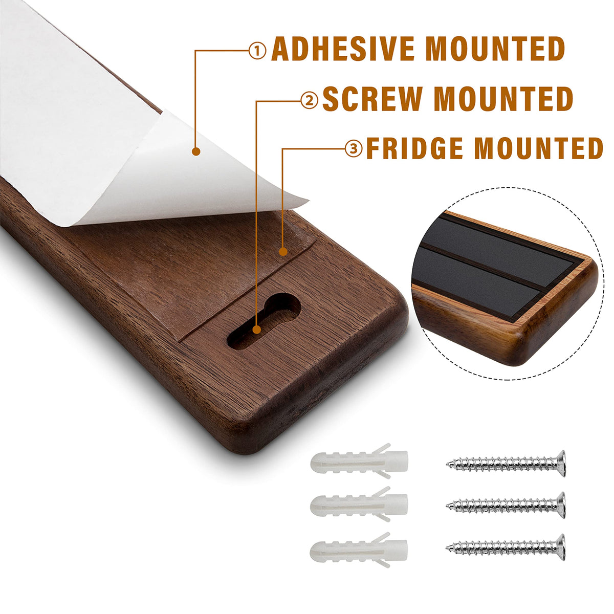 HOSHANHO extended 16-inch magnetic strip provides ample space for larger knives.