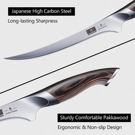 Detail of HOSHANHO high-carbon stainless steel for edge retention.