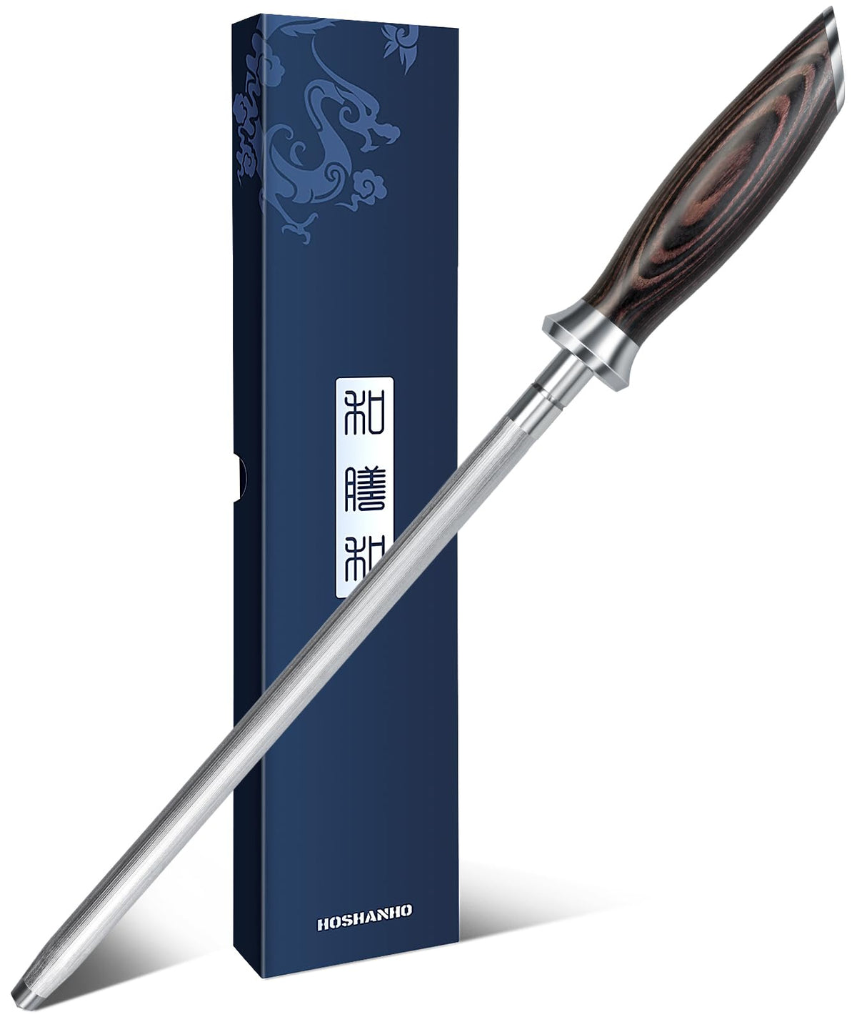 HOSHANHO 10-inch honing rod with ergonomic handle for precise blade maintenance.