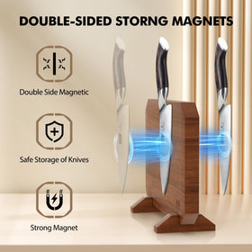 HOSHANHO magnetic knife block back view showing dual magnets.