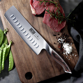 Versatile HOSHANHO Nakiri 7 inch for vegetables, meats, and fruits prep.