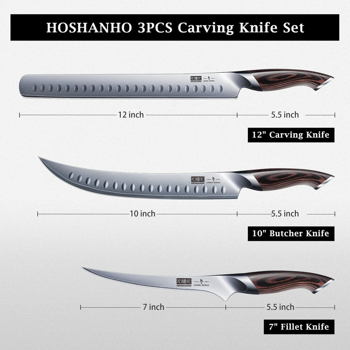 HOSHANHO Pakkawood handle close-up for comfortable grip
