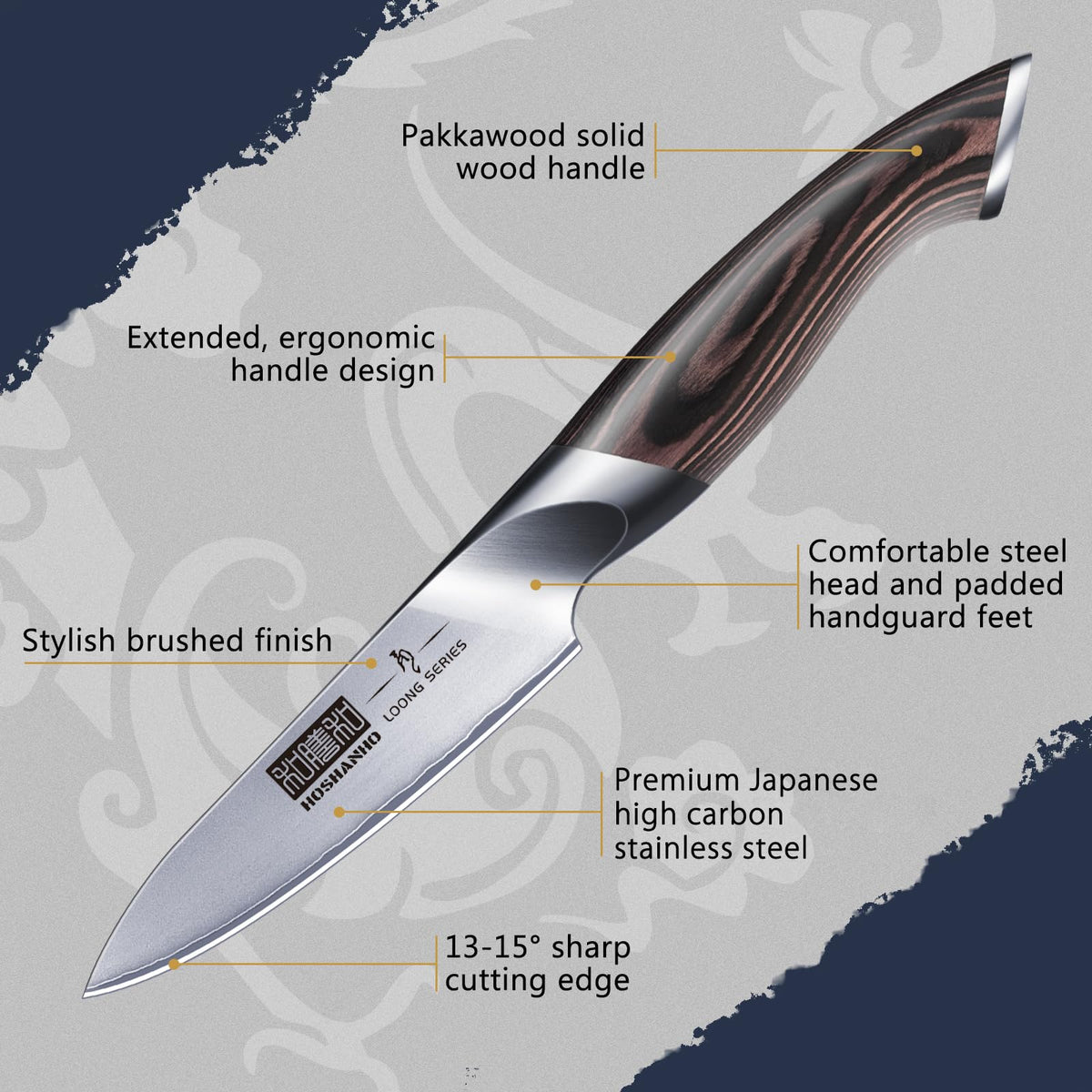 HOSHANHO paring knife ergonomic pakkawood handle
