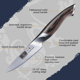 HOSHANHO paring knife ergonomic pakkawood handle