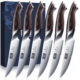 HOSHANHO steak knives set of 6 displayed for kitchen prep