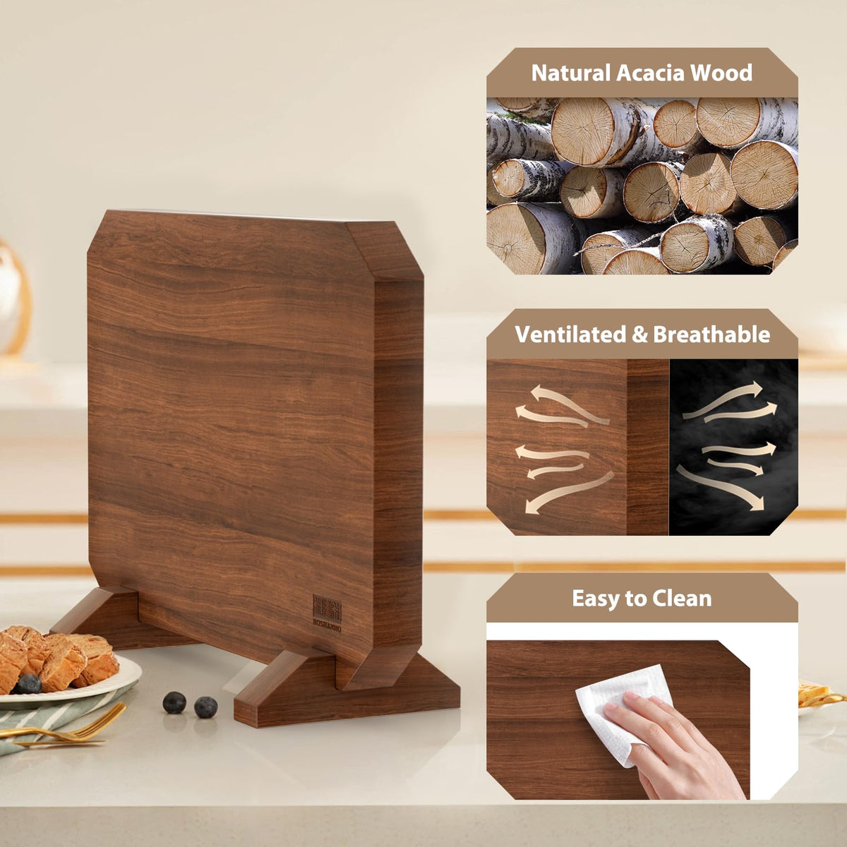 HOSHANHO thickened board design supports large knives securely.