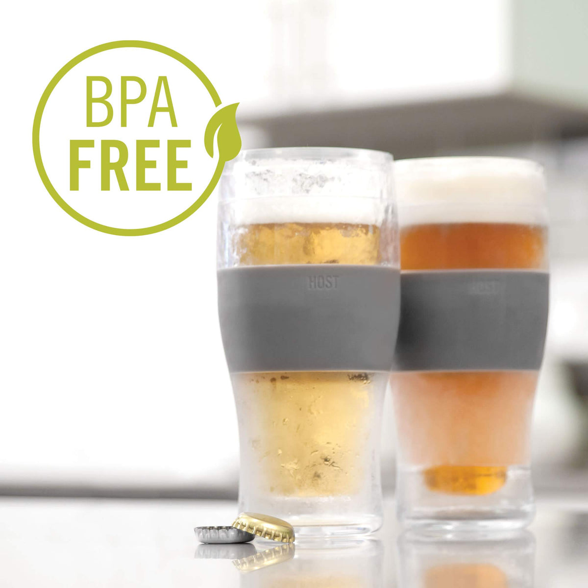 Host Freeze Beer Glass comfort-grip silicone band for easy handling outdoors