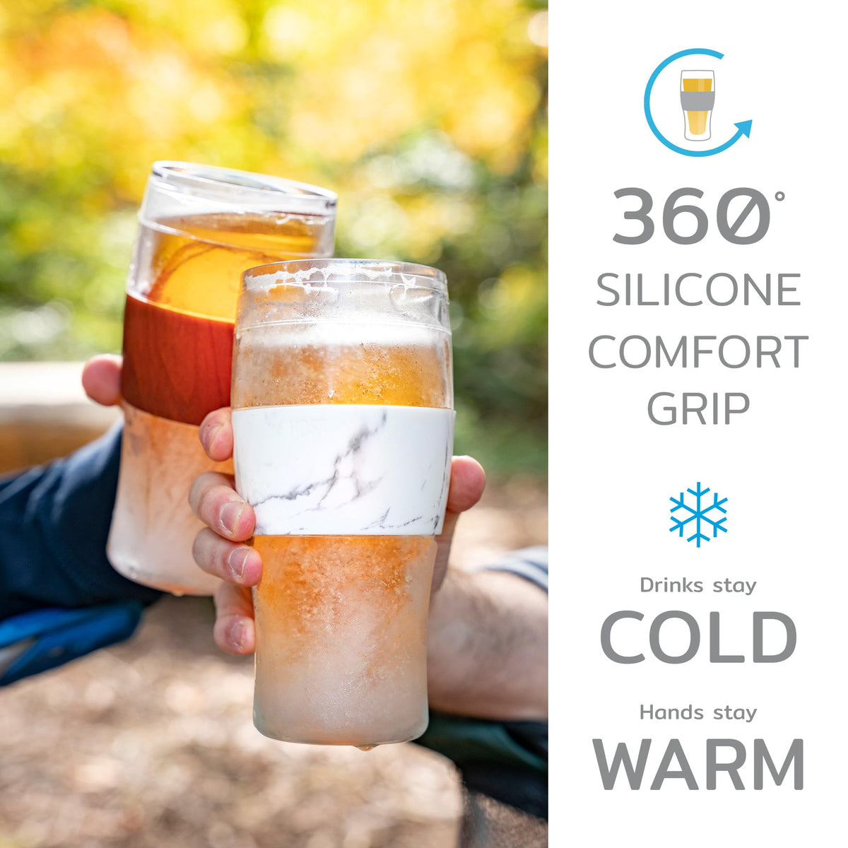 Host Freeze double‑wall insulated glass minimizes warm beer