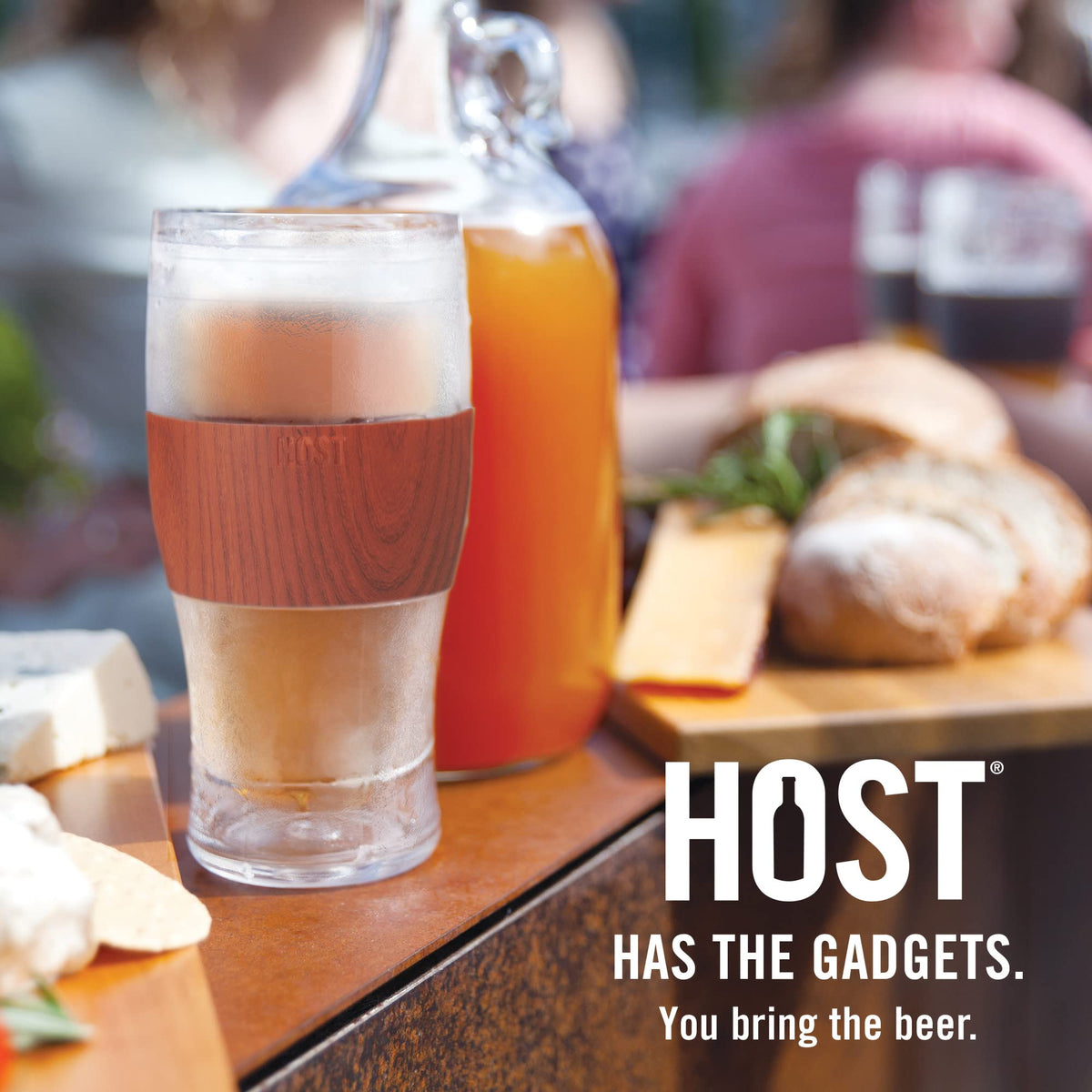 Host Freeze outdoor setting keeps beer ice cold on a sunny day.