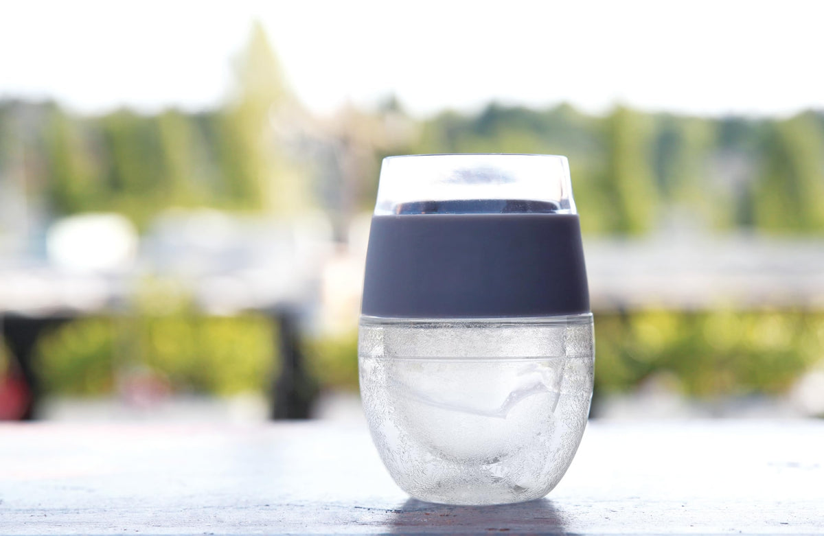 Bordeaux profile of Host Wine Freeze Cup adds stemless aesthetic.