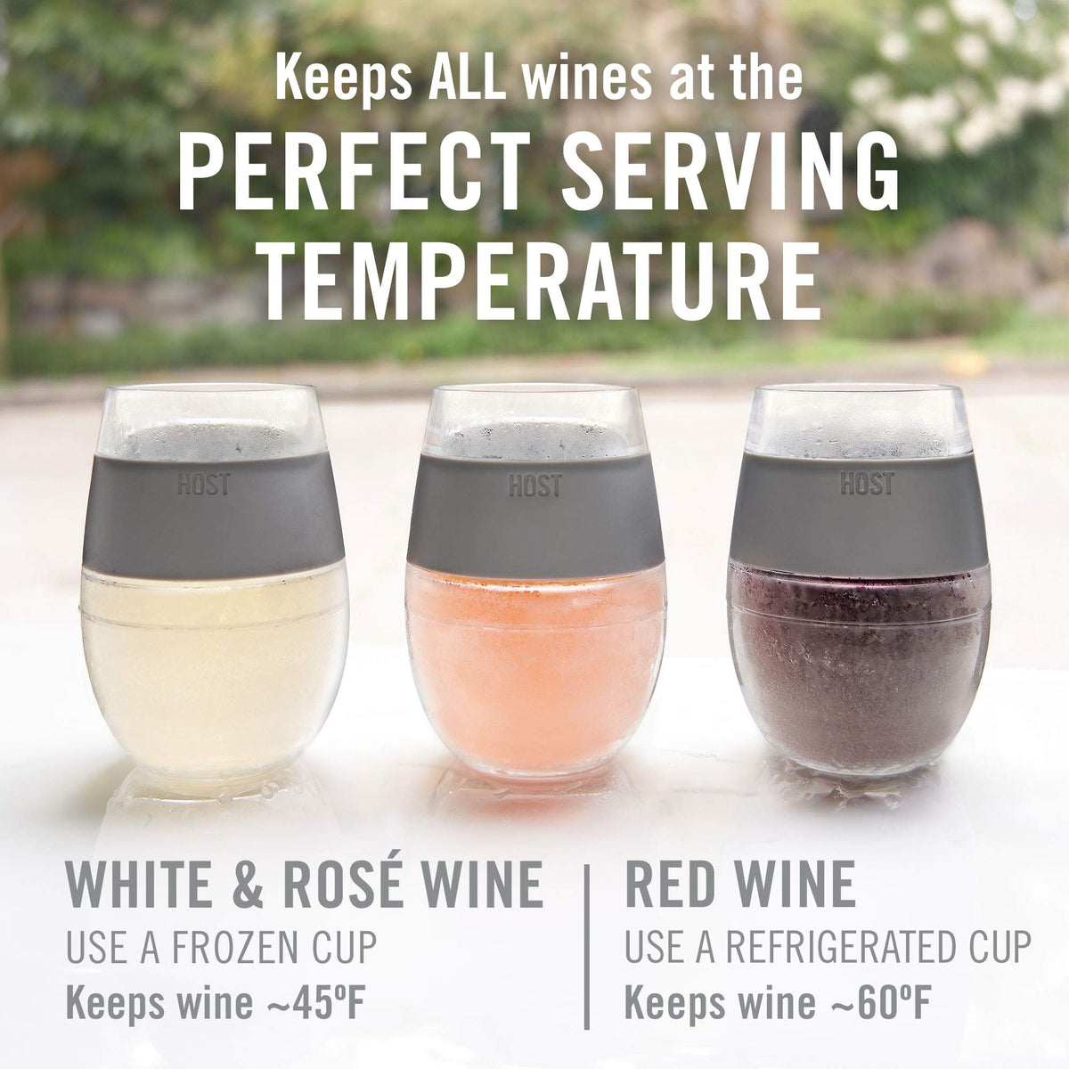 Ergonomic silicone band on Host cups for comfortable grip when cold.