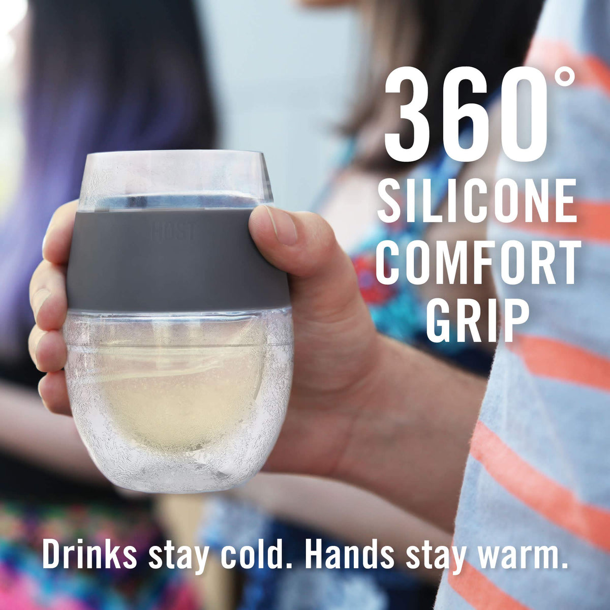 Host Wine FREEZE tumbler in freezer ready to cool white wine.
