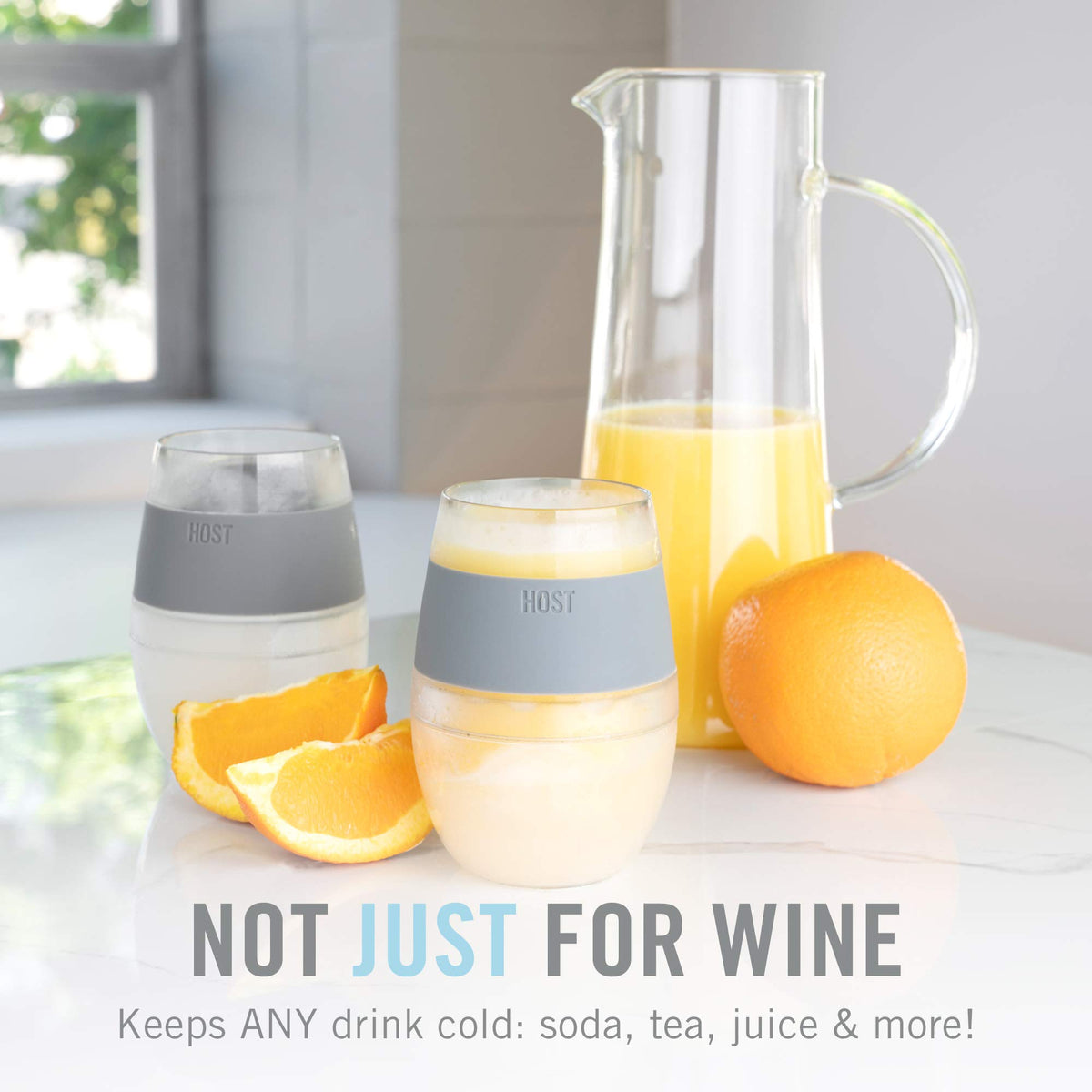 Host Wine FREEZE whites and rosé shown cooling for crisp pours.