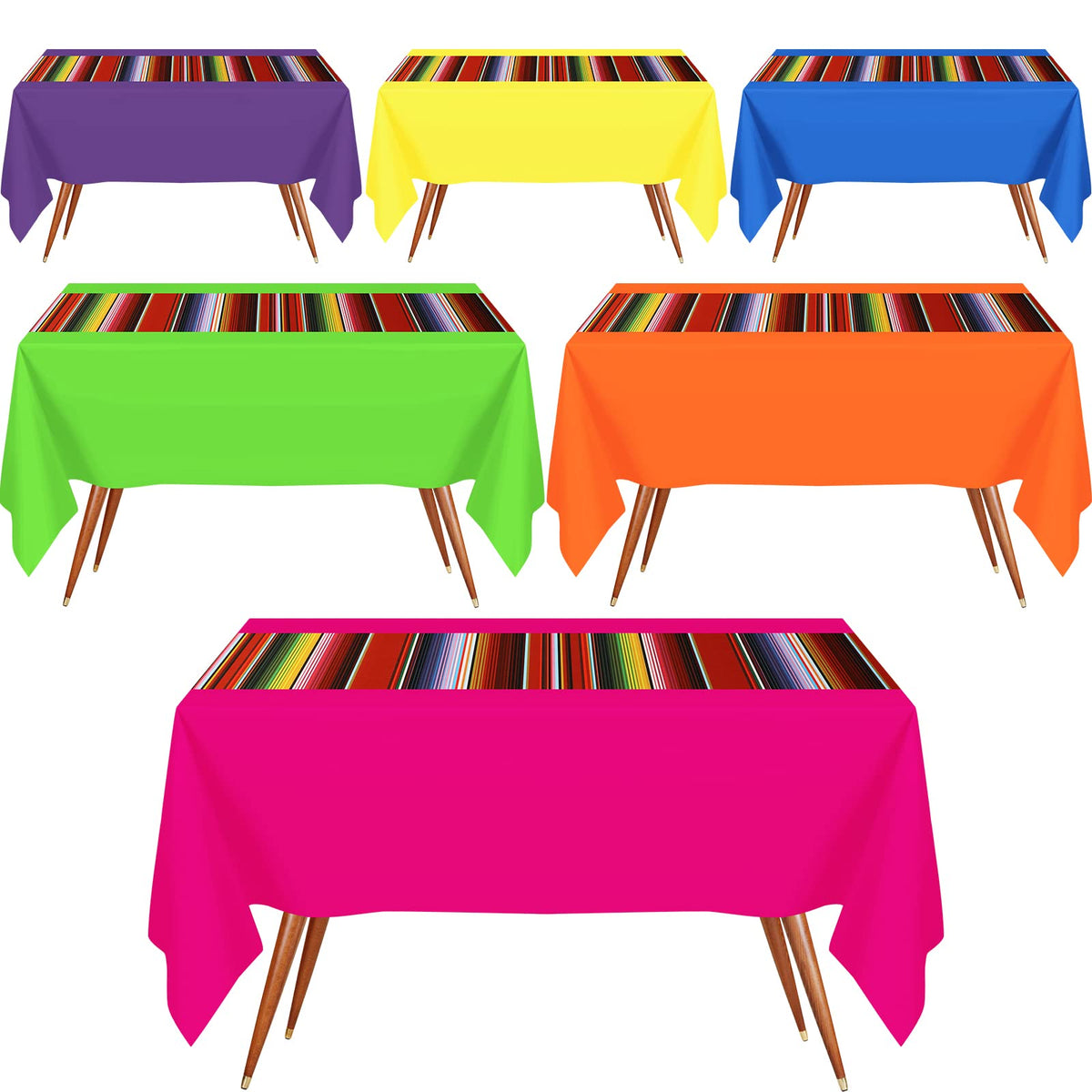 Hosuly Mexican Fiesta striped red-green tablecloth for festive dining.