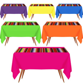 Hosuly Mexican Fiesta striped red-green tablecloth for festive dining.