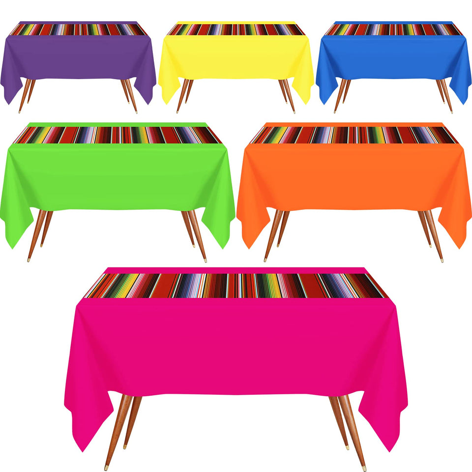 Hosuly Mexican Fiesta striped red-green tablecloth for festive dining.