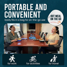 Hot Bento cordless food warmer in action for travel and picnics.