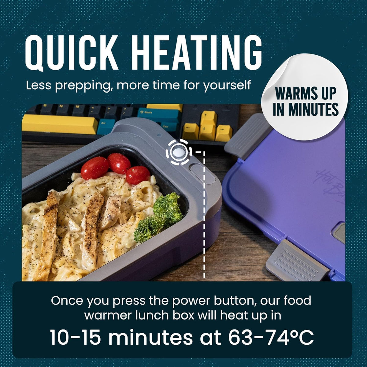 Hot Bento easy-clean lid and seal for tidy meal prep.