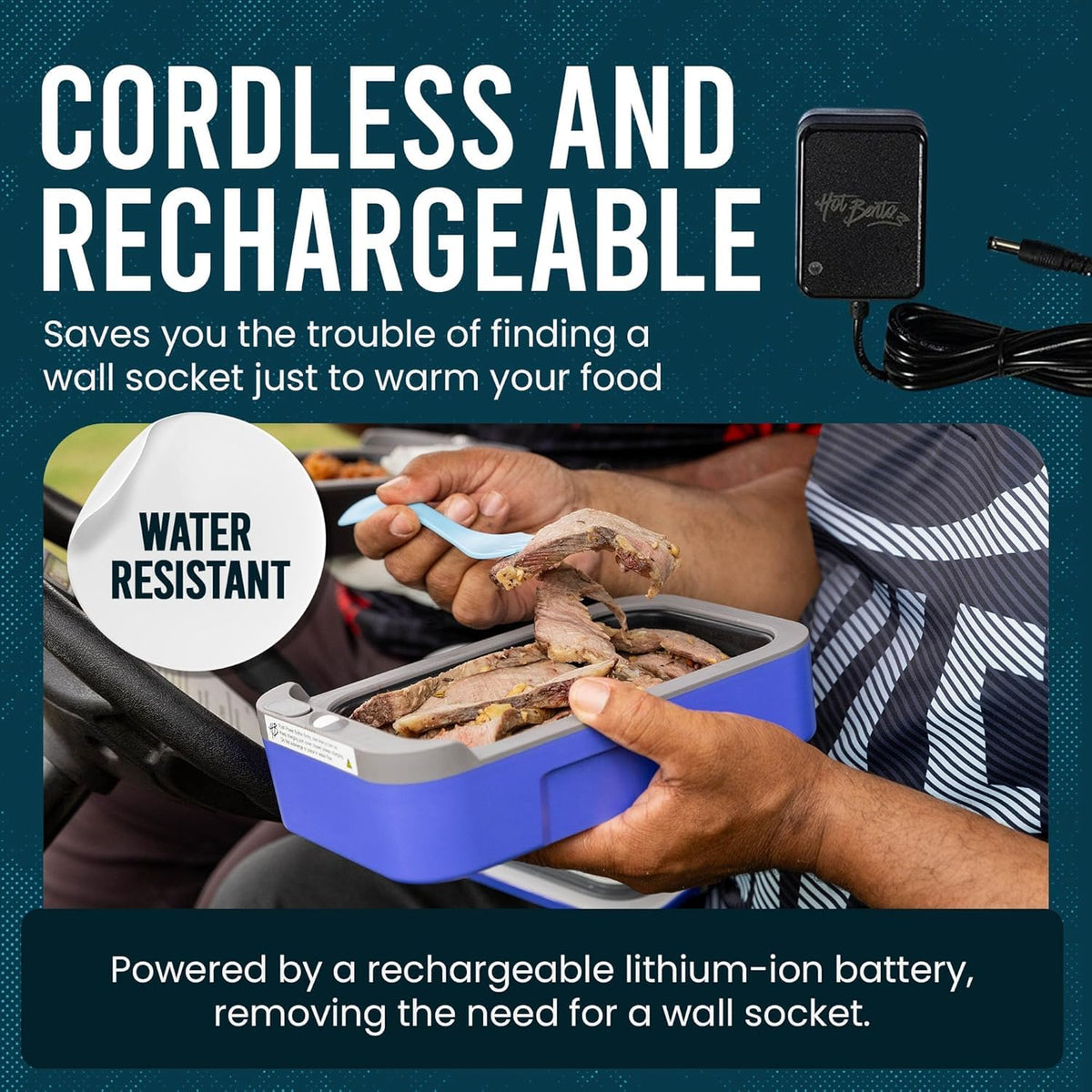 Hot Bento portable lunch warmer black design for office use.