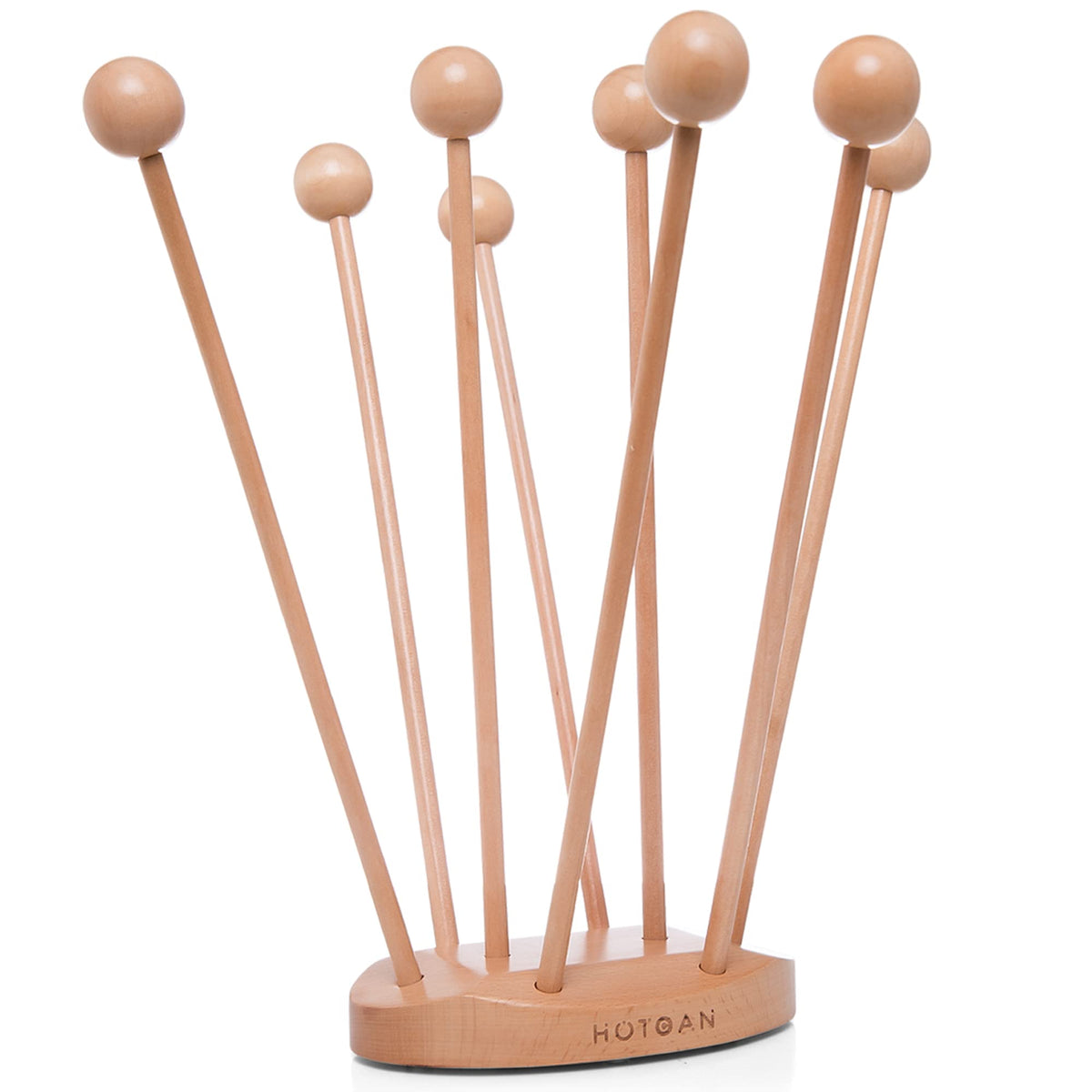 HOTCAN Beech Wood Drying Rack with a stable base ready for bags and bottles.