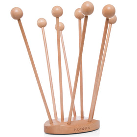 HOTCAN Beech Wood Drying Rack with a stable base ready for bags and bottles.