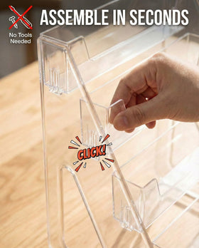 HotCan acrylic stand close-up highlighting crystal-clear professional presentation
