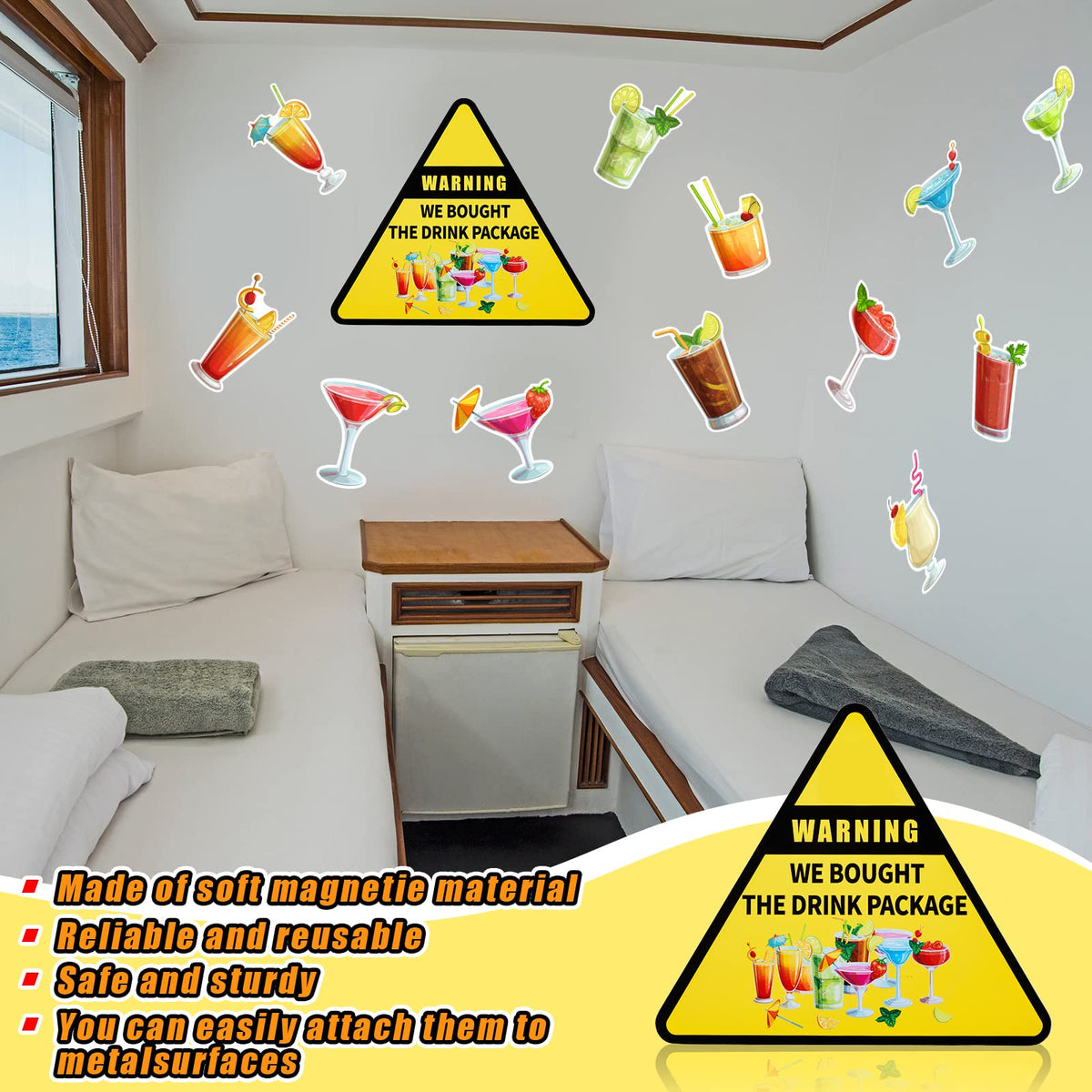 Hoteam summer cocktail magnets easy to attach to metal surfaces