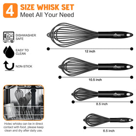 HOTEC 10.5-inch silicone whisk for batters and dressings