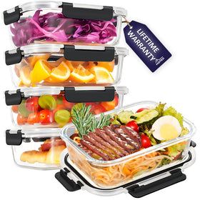 HOTEC 350oz glass food storage container for meals and leftovers.