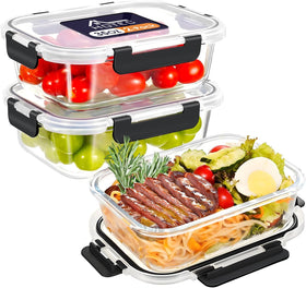HOTEC 35oz glass storage container with lids ideal for meal prep and portion control