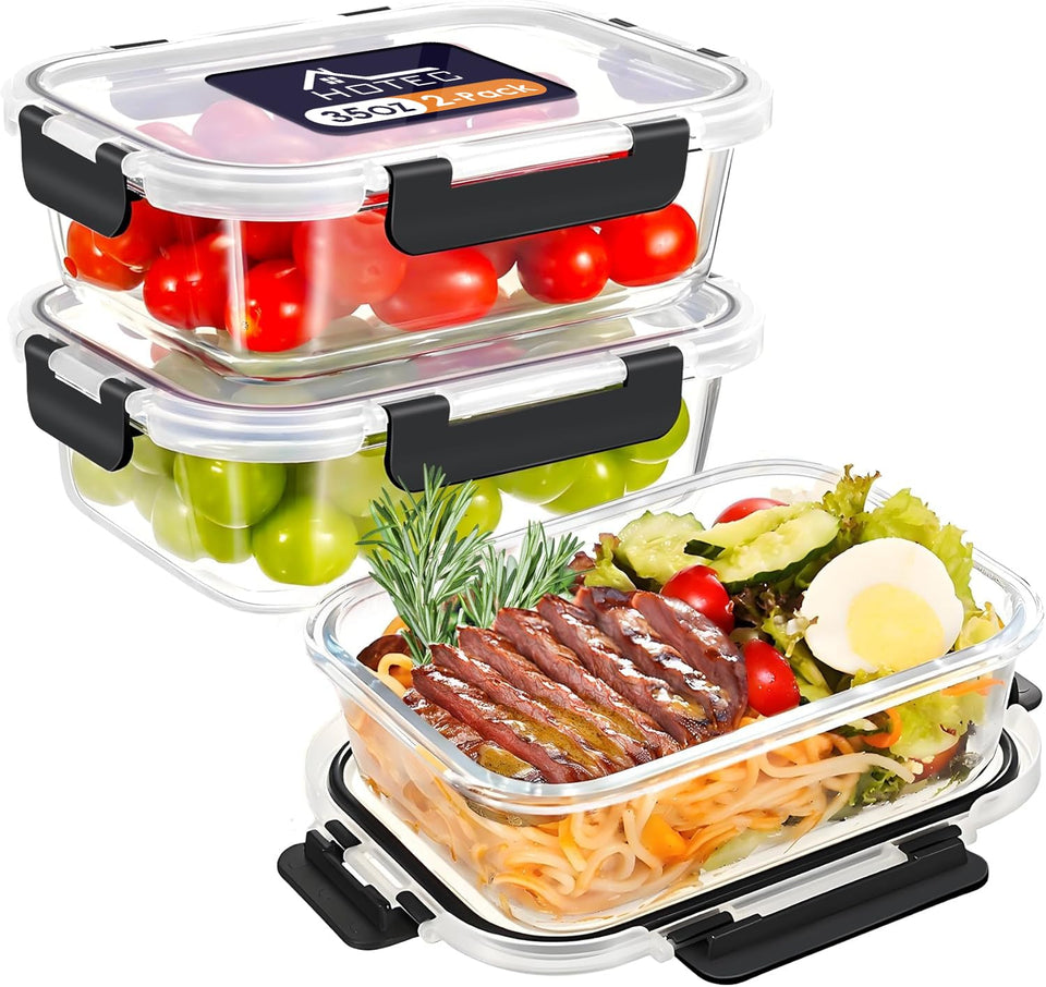 HOTEC 35oz glass storage container with lids ideal for meal prep and portion control