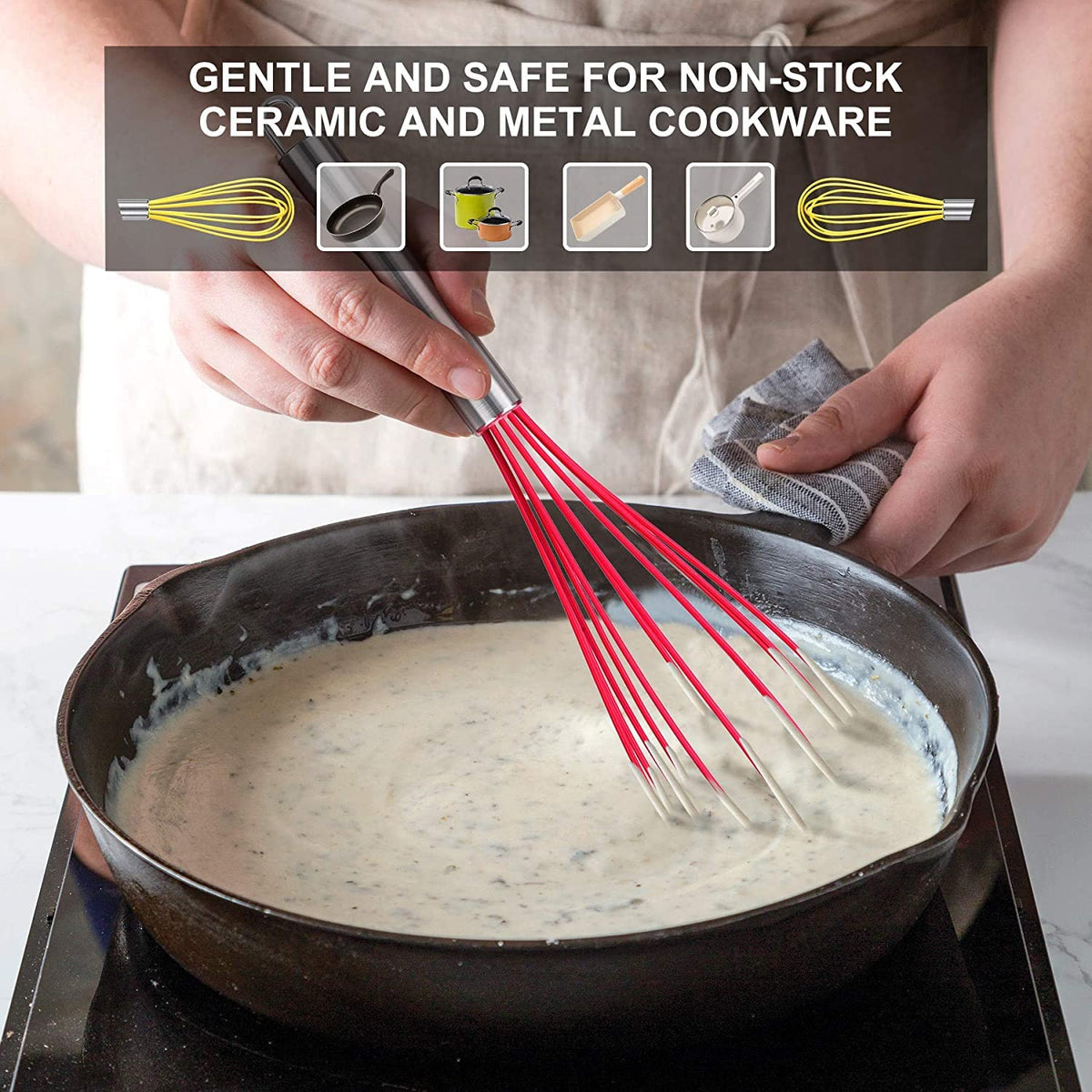 HOTEC 10.2-inch silicone whisk with soft-grip ergonomic handle