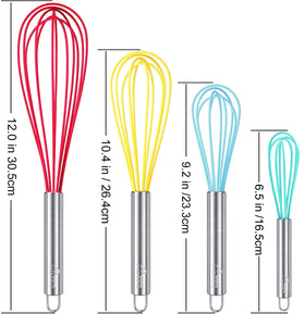 HOTEC 8.5-inch silicone whisk in action above a pan