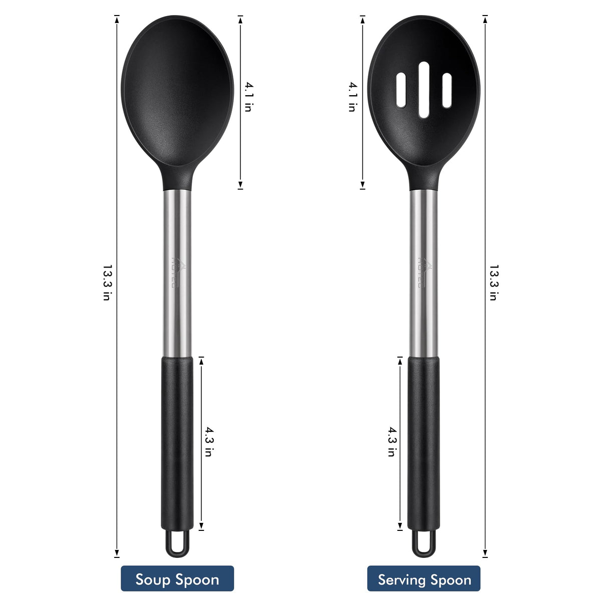 HOTEC 446°F silicone spoon slotted head for draining liquids.