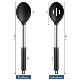 HOTEC 446°F silicone spoon slotted head for draining liquids.