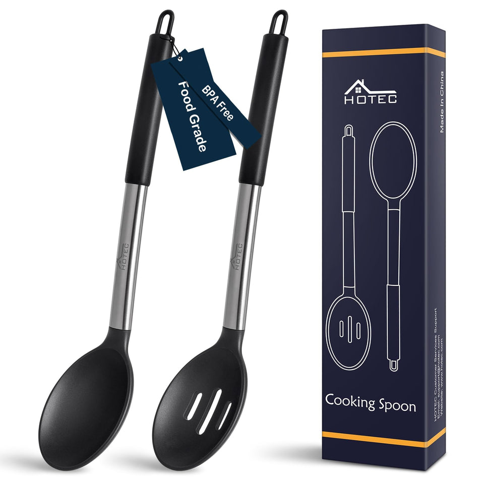 HOTEC 446°F silicone spoon solid head for stirring thick sauces.