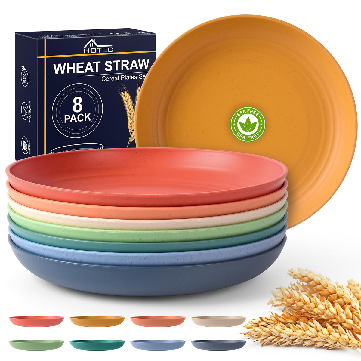 HOTEC 8-pack 10-inch multicolor plates brighten family meals