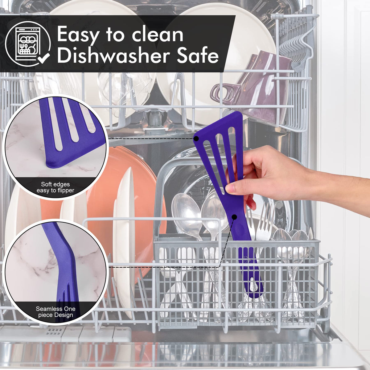 HOTEC BPA-free dishwasher-safe spatula set ready for everyday cooking.