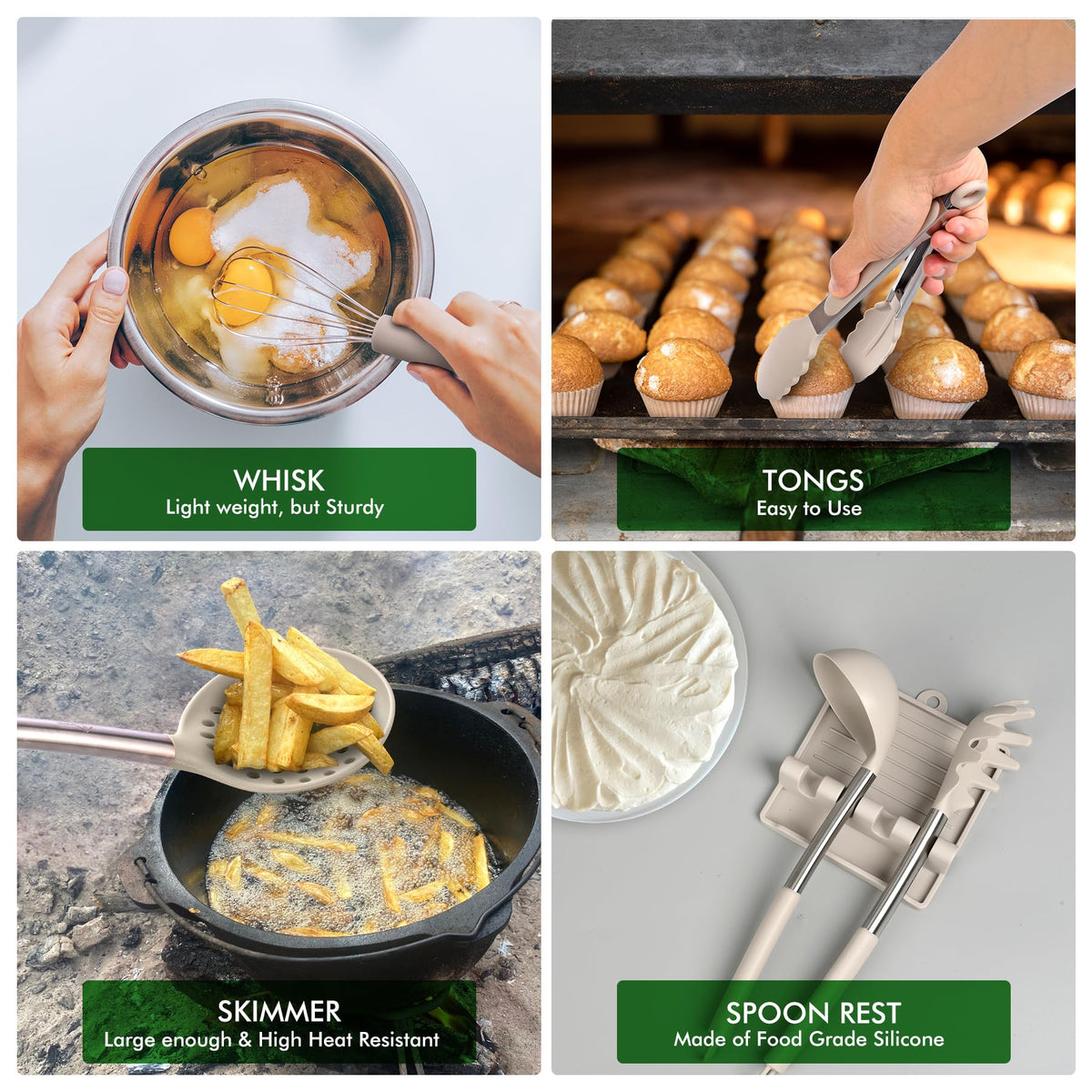 HOTEC dishwasher-safe utensils simplify cleanup after busy cooking sessions.