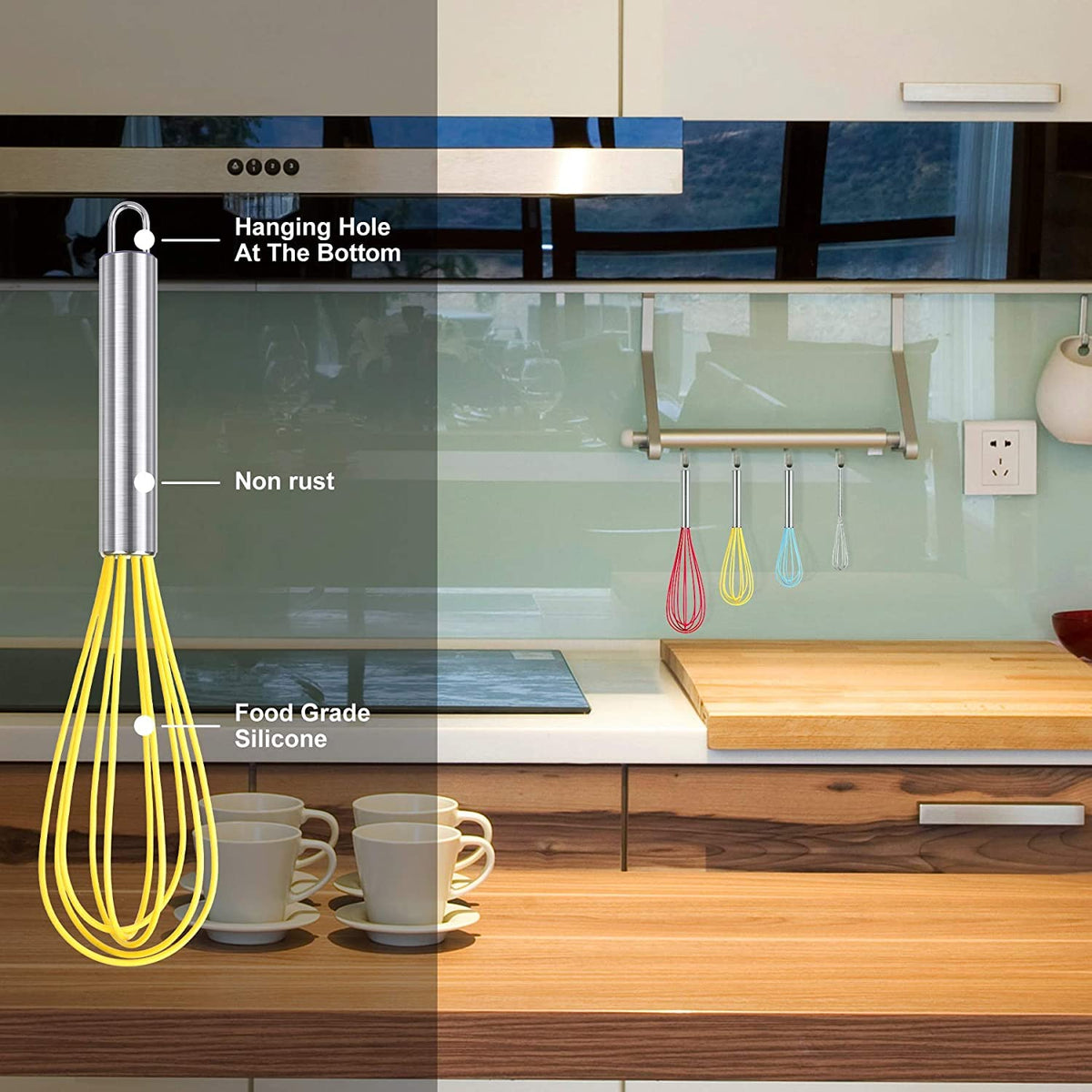 HOTEC dishwasher-safe silicone whisk for easy cleanup
