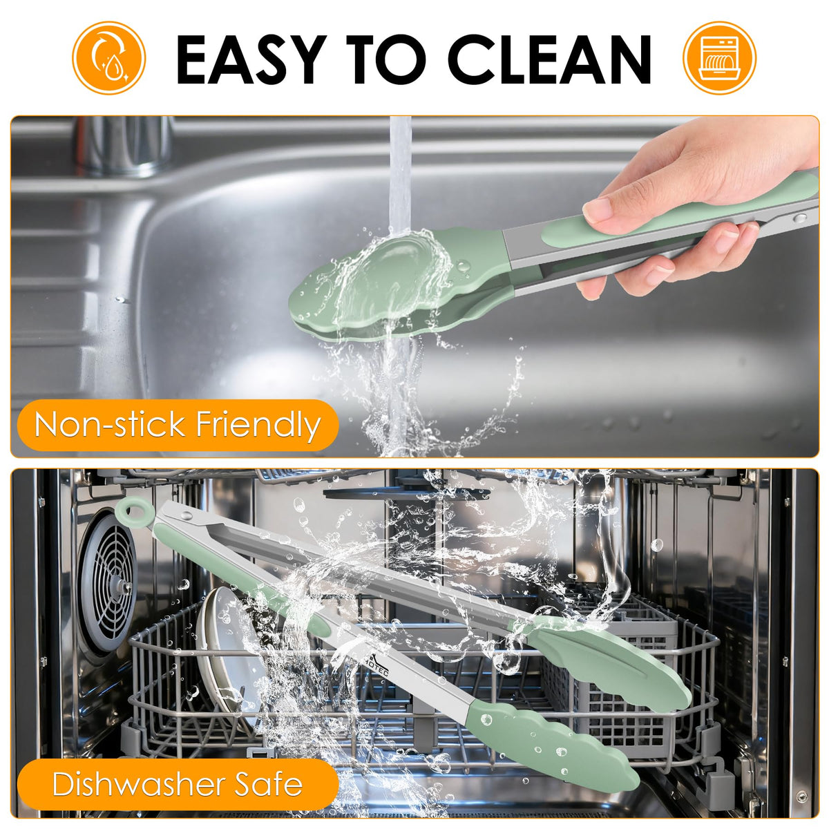 Hotec dishwasher-safe tongs for quick cleanups after meals