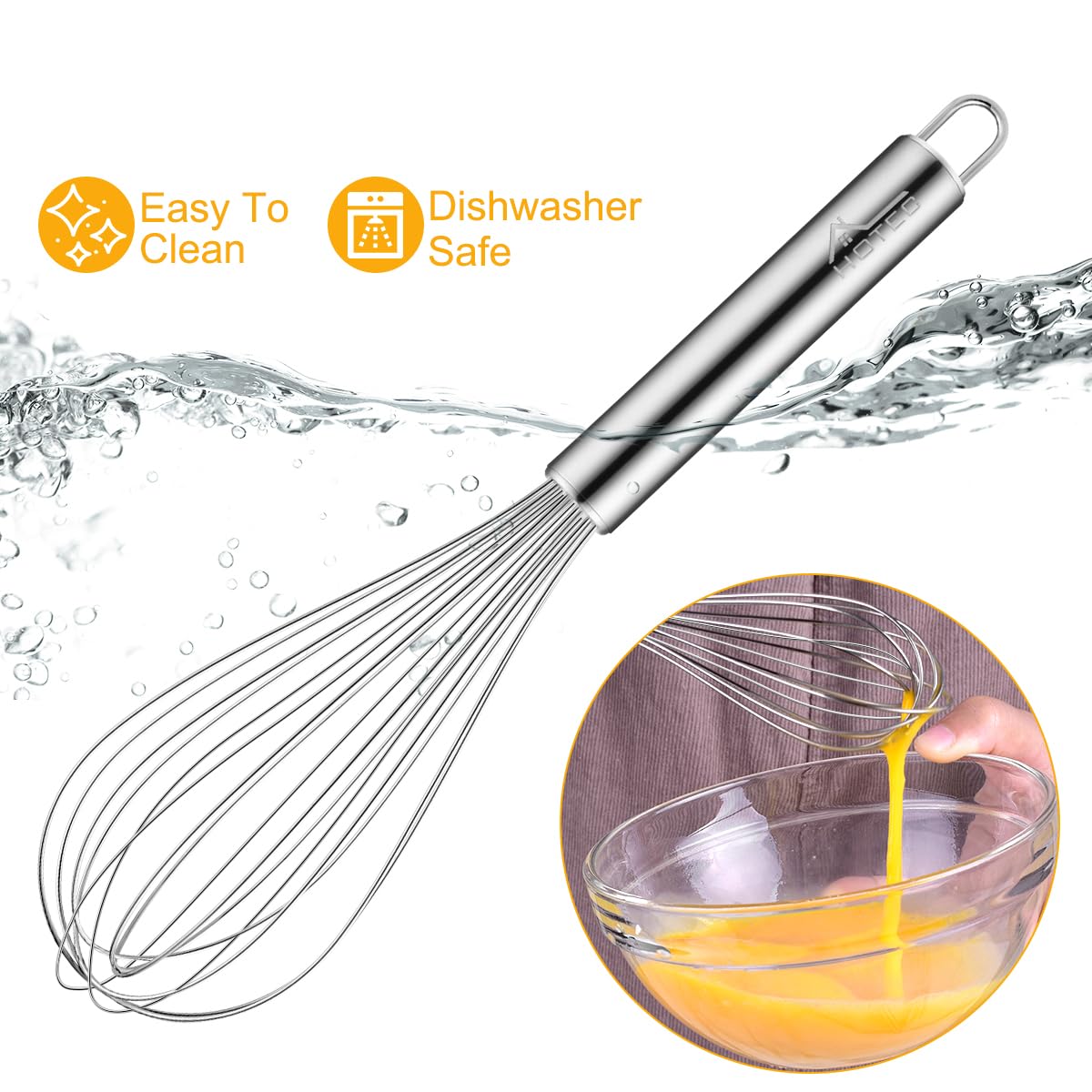 HOTEC ergonomic-handle-design provides comfortable grip during extended whisking.
