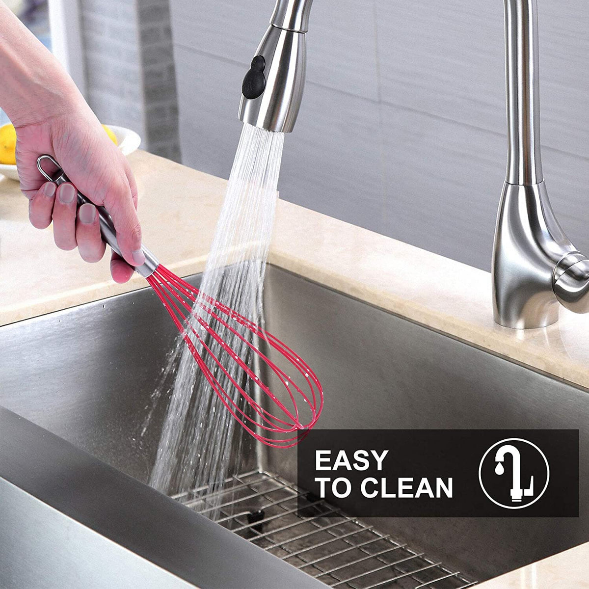 HOTEC silicone whisk with non-slip ergonomic handle