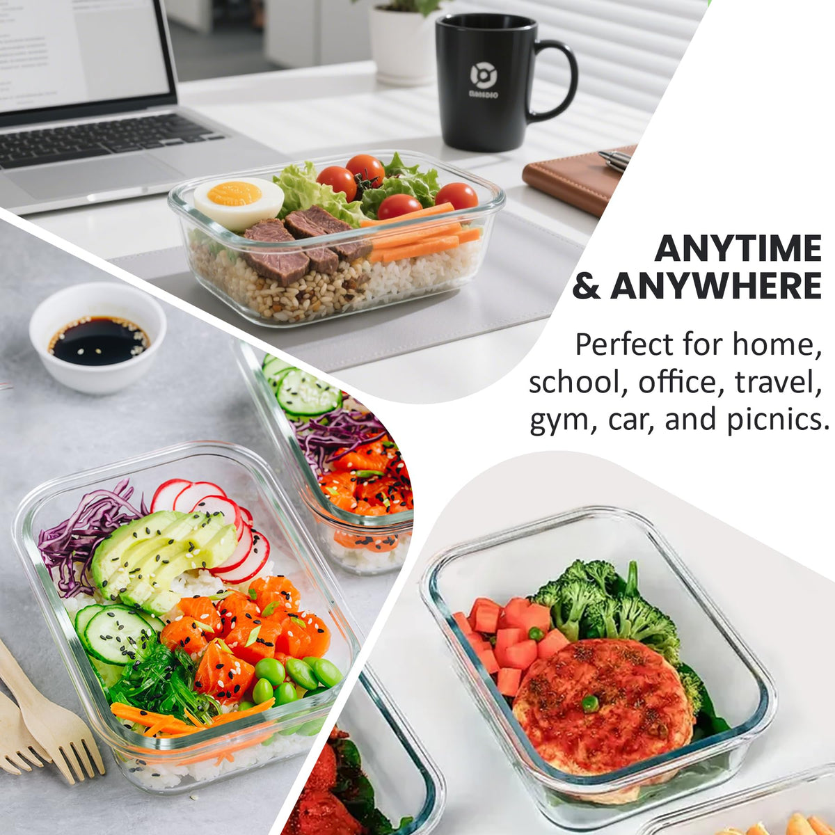 HOTEC freezer-safe storage keeps meals fresh for batch cooking.