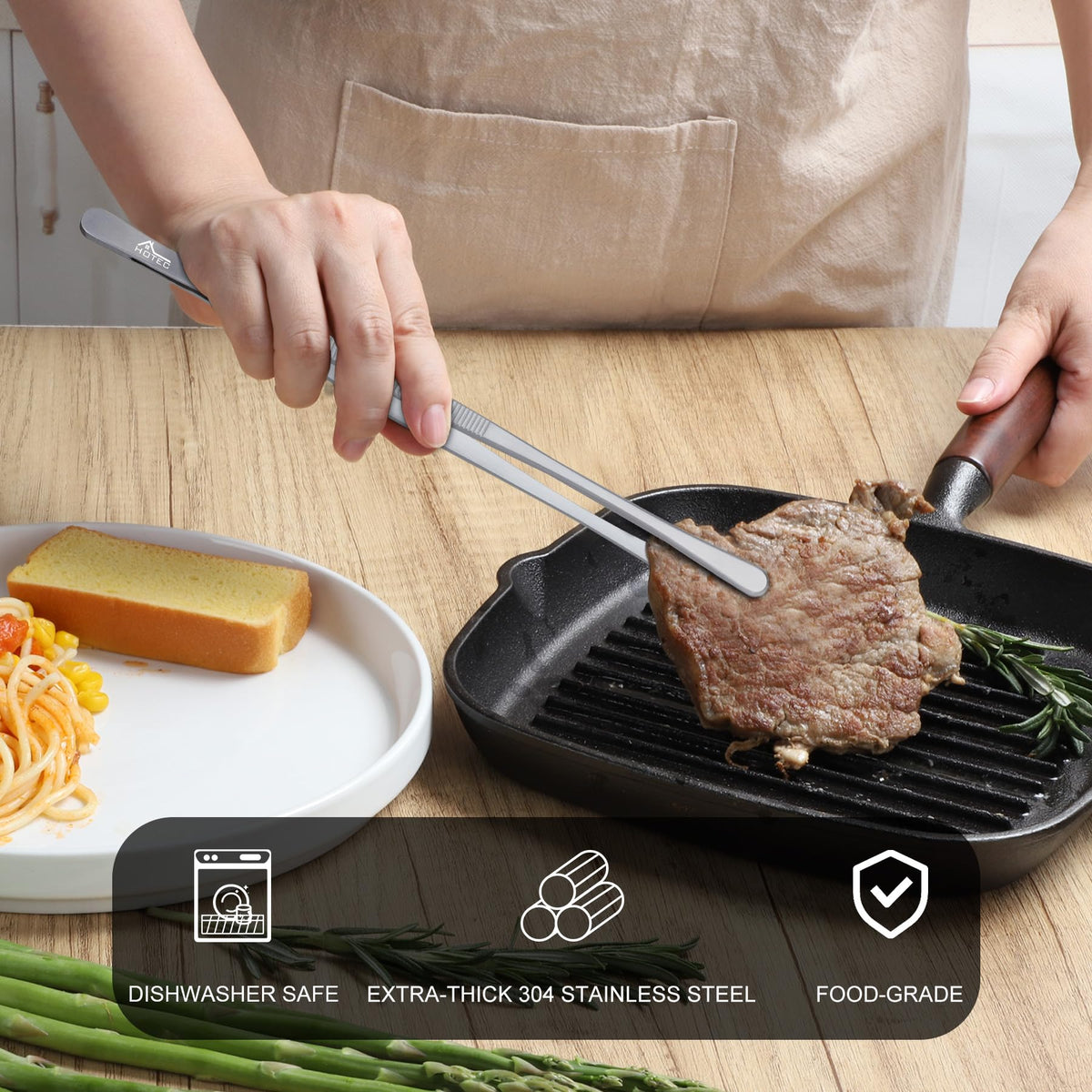 HOTEC BBQ-friendly tweezers help turn grill items safely without burns