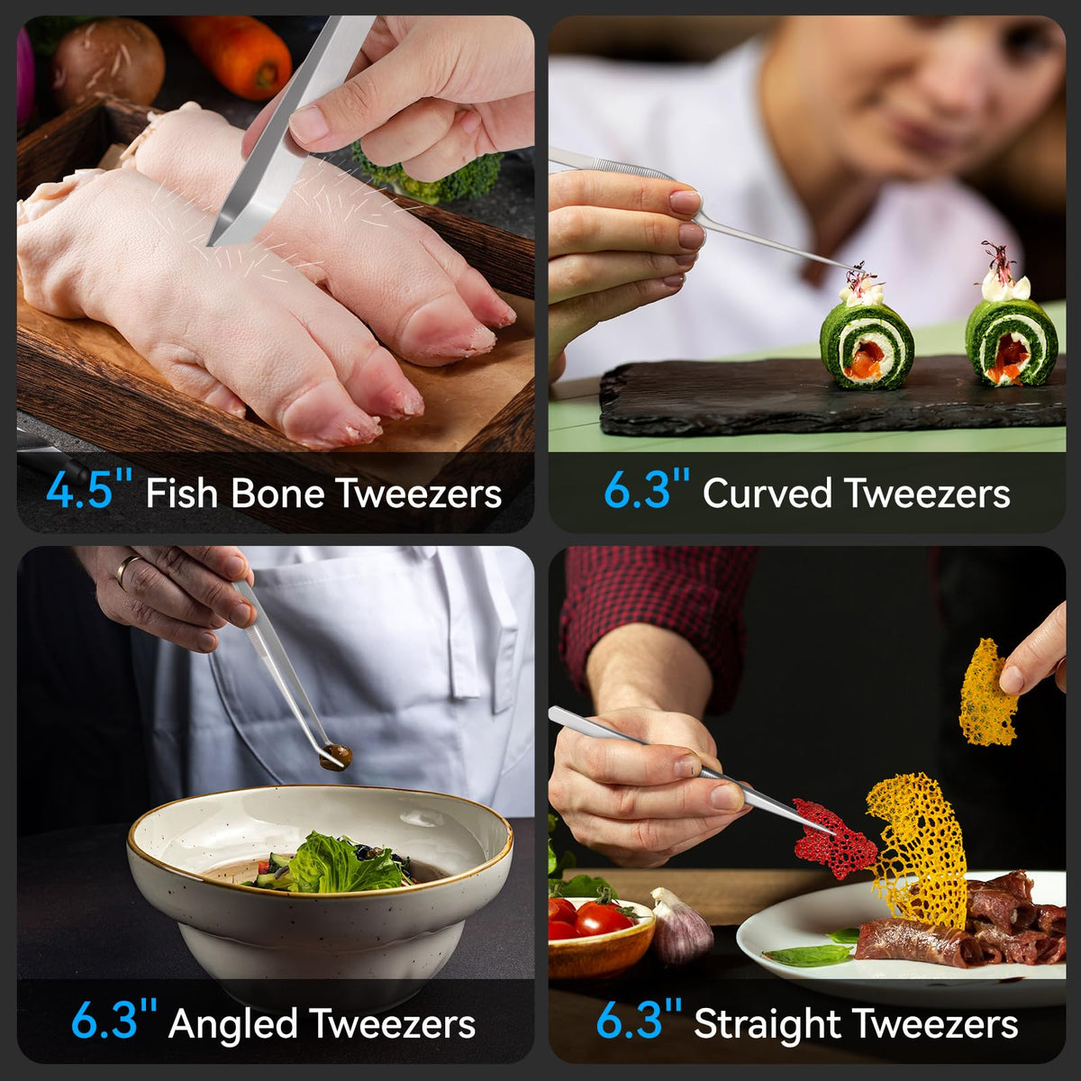 HOTEC dishwasher-safe tweezers for quick cleanup after cooking