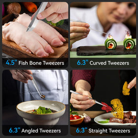 HOTEC dishwasher-safe tweezers for quick cleanup after cooking