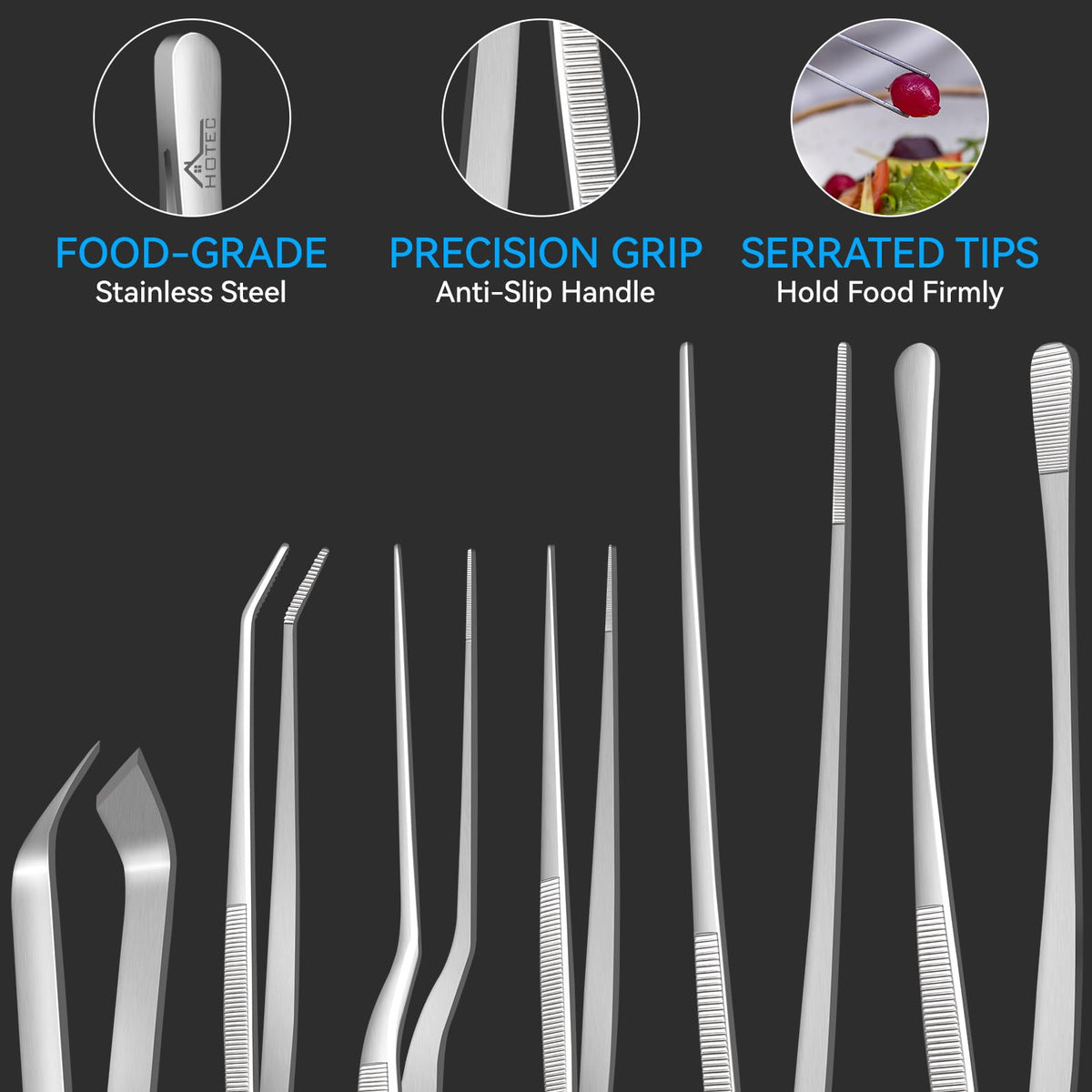 HOTEC pointed-tip tweezers provide stability for delicate tasks