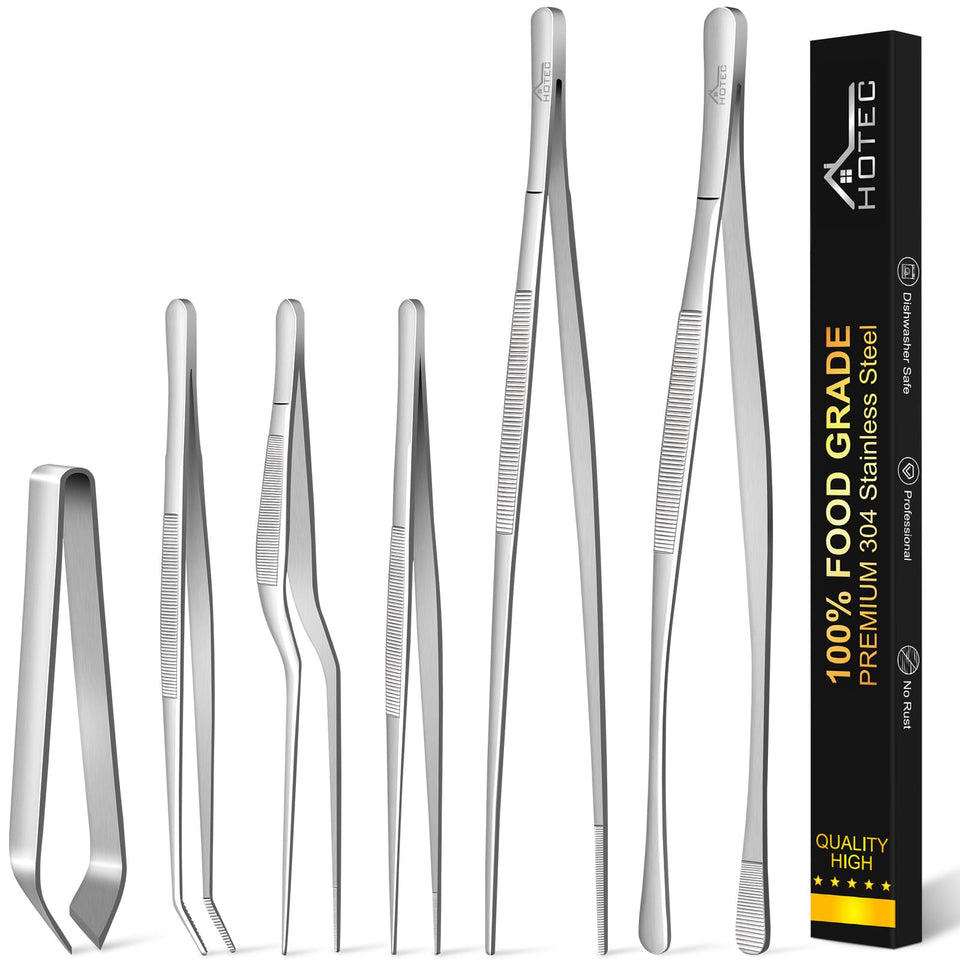 HOTEC kitchen tweezers 12 inch stainless steel for precise handling and grilling